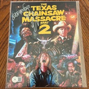 BOB ELMORE/LEATHERFACE BAM HORROR SIGNED 8x10 BECKETT TEXAS CHAINSAW MASSACRE 2